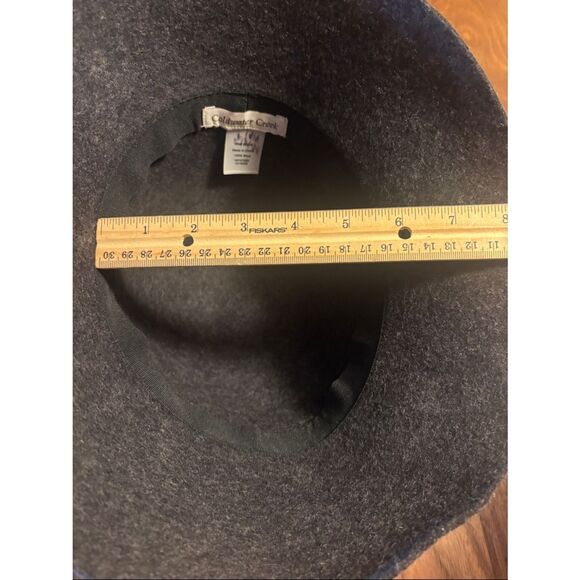 Coldwater Creek Charcoal Felt Floppy Hat with Braided Band